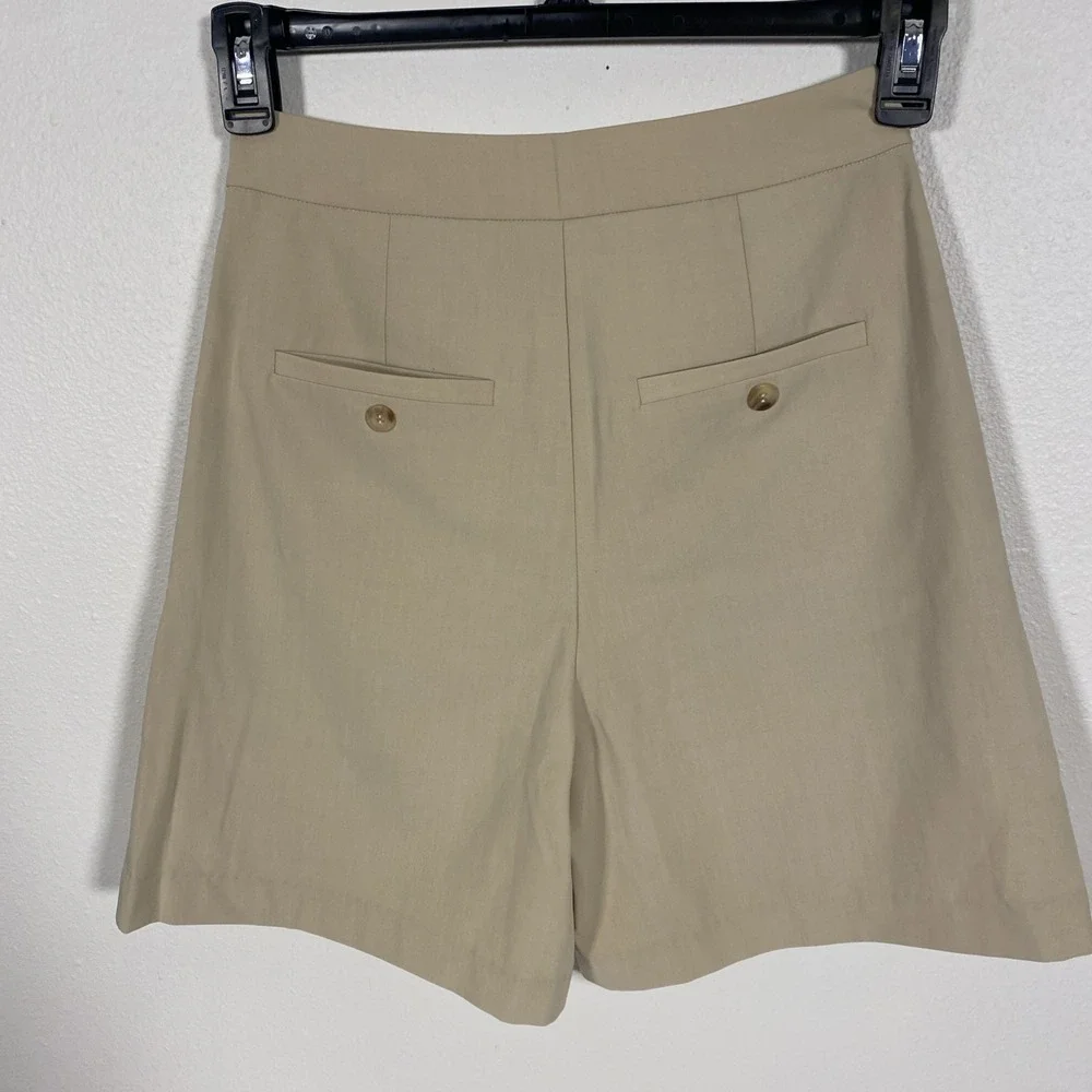 Sophie Rue Corey Suit Short Womens Size‎ S Tan High Waist Pleated Pocket Chic X1